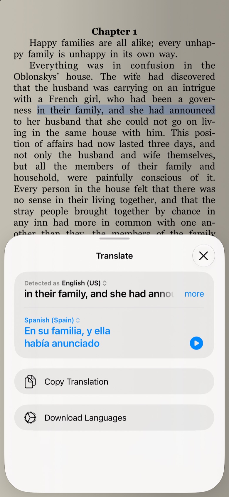 Translate selected text