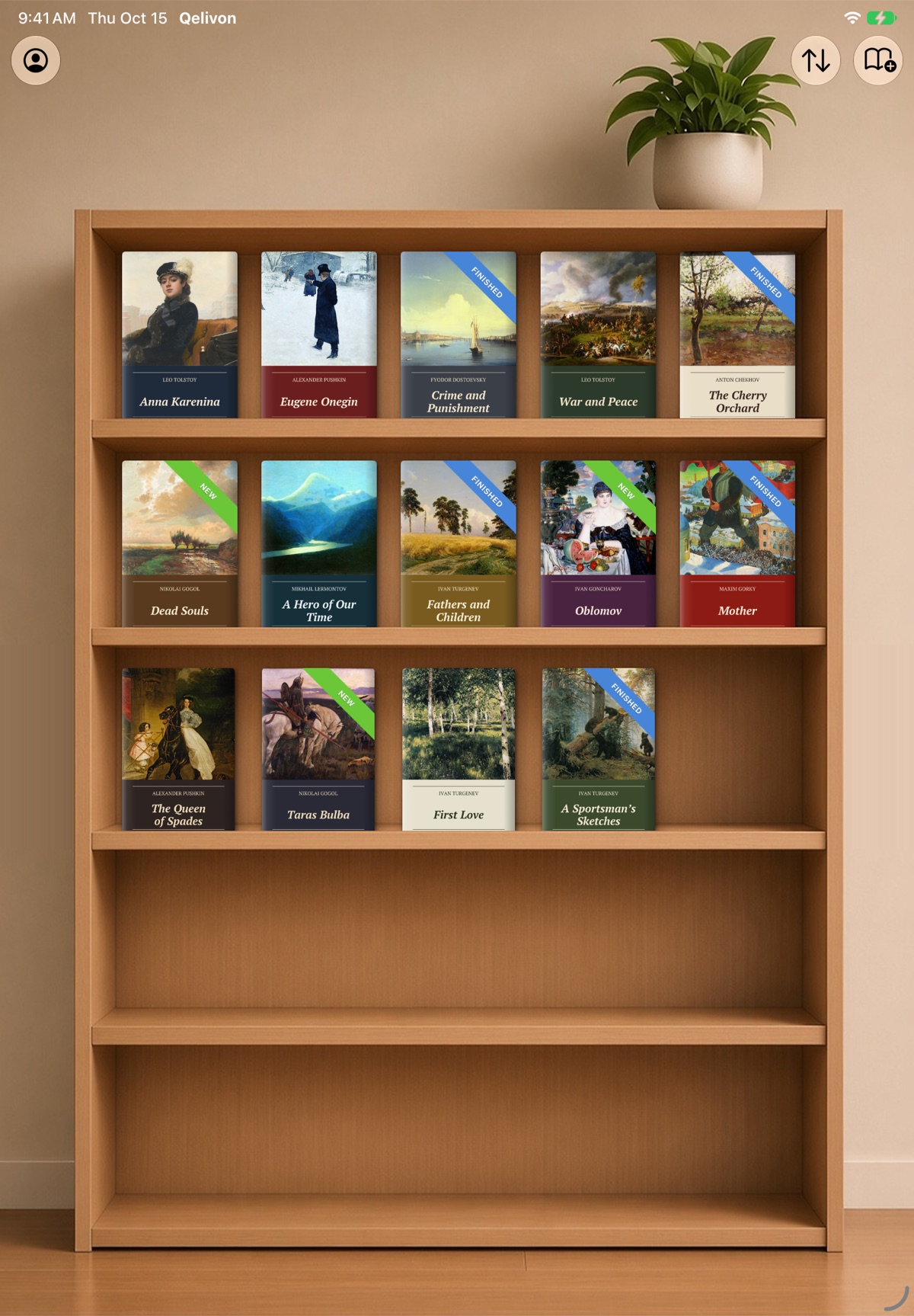 Qelivon shelf on iPad